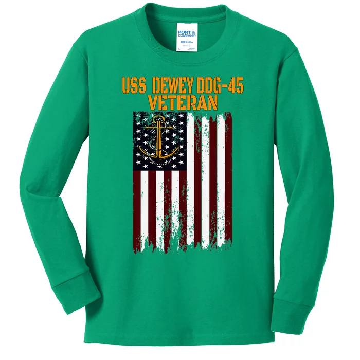 Uss Dewey Ddg 45 Destroyer Veterans Day Kids Long Sleeve Shirt