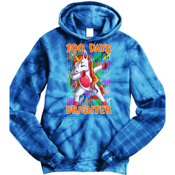 Unicorn Dabbing Dab 100 Days Brighter Funny Gift Tie Dye Hoodie