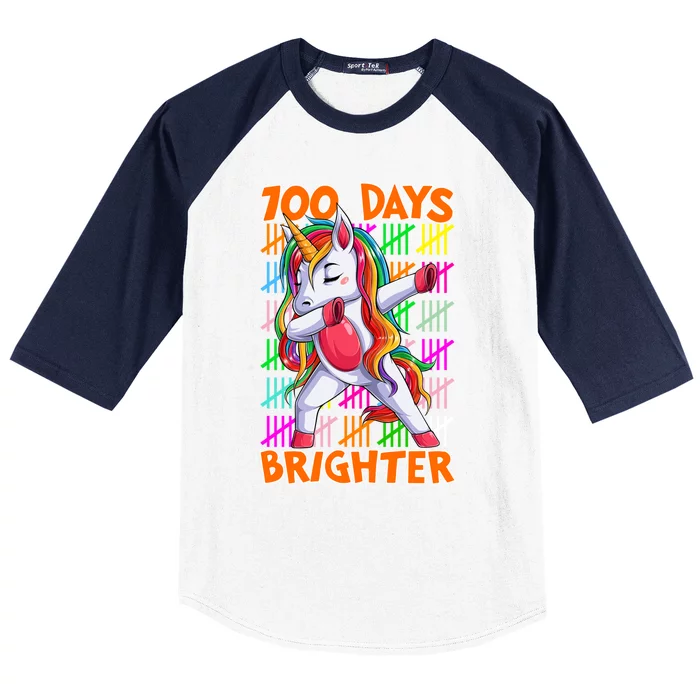 Unicorn Dabbing Dab 100 Days Brighter Funny Gift Baseball Sleeve Shirt