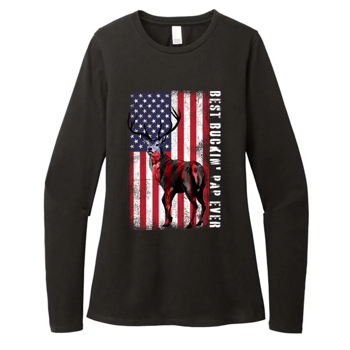 Usa Distressed Flag Best Buckin Pap Deer Hunting Fathers Day Gift Womens CVC Long Sleeve Shirt