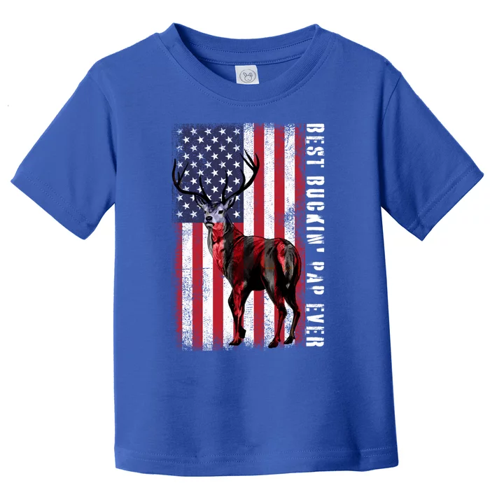 Usa Distressed Flag Best Buckin Pap Deer Hunting Fathers Day Gift Toddler T-Shirt