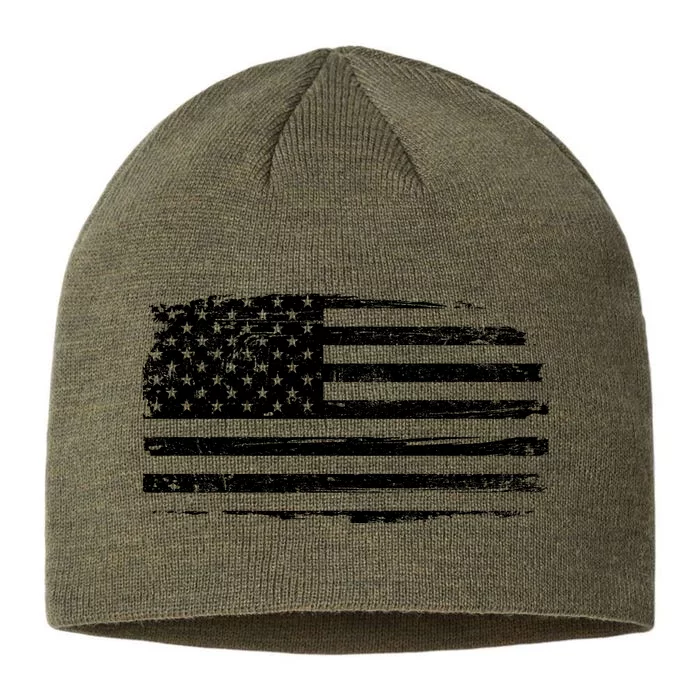 USA Distressed Flag Grunge Patriotic American Merica Pride 8 1/2in Sustainable Knit Beanie