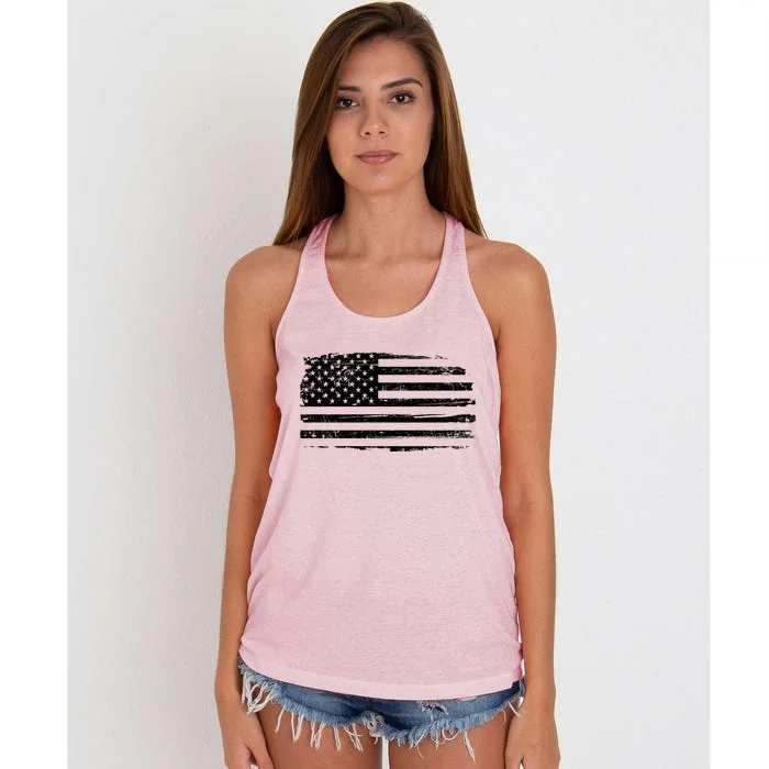 USA Distressed Flag Grunge Patriotic American Merica Pride Women's Knotted Racerback Tank