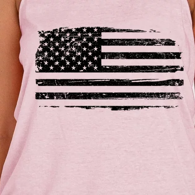 USA Distressed Flag Grunge Patriotic American Merica Pride Women's Knotted Racerback Tank