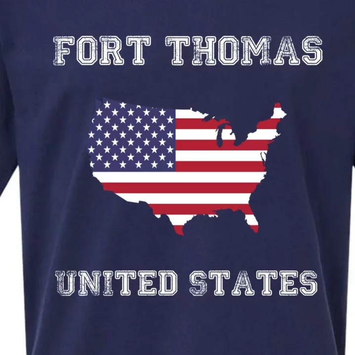 Usa Distressed Flag Fort Thomas Pride Gift Sueded Cloud Jersey T-Shirt