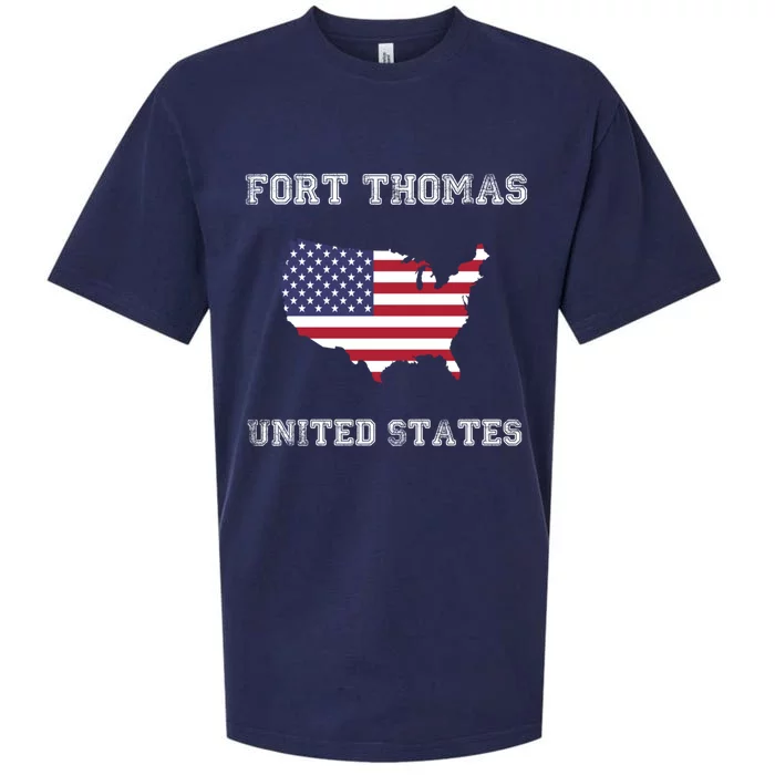 Usa Distressed Flag Fort Thomas Pride Gift Sueded Cloud Jersey T-Shirt