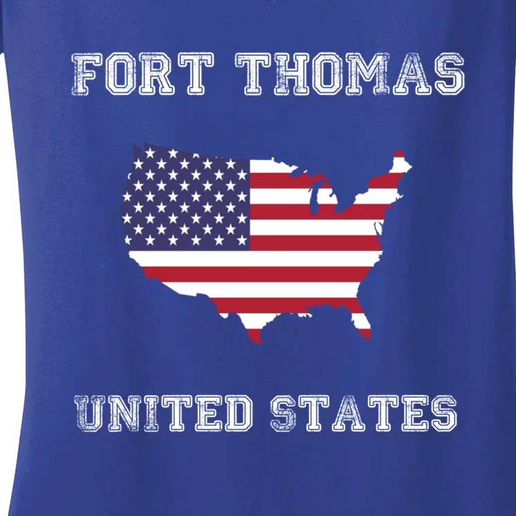 Usa Distressed Flag Fort Thomas Pride Great Gift Women's V-Neck T-Shirt