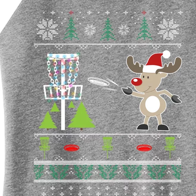 Ugly Disc Golf Christmas Sweater Reindeer Sleigh Frolf Set Cute Gift Women’s Perfect Tri Rocker Tank