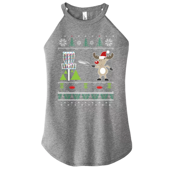 Ugly Disc Golf Christmas Sweater Reindeer Sleigh Frolf Set Cute Gift Women’s Perfect Tri Rocker Tank