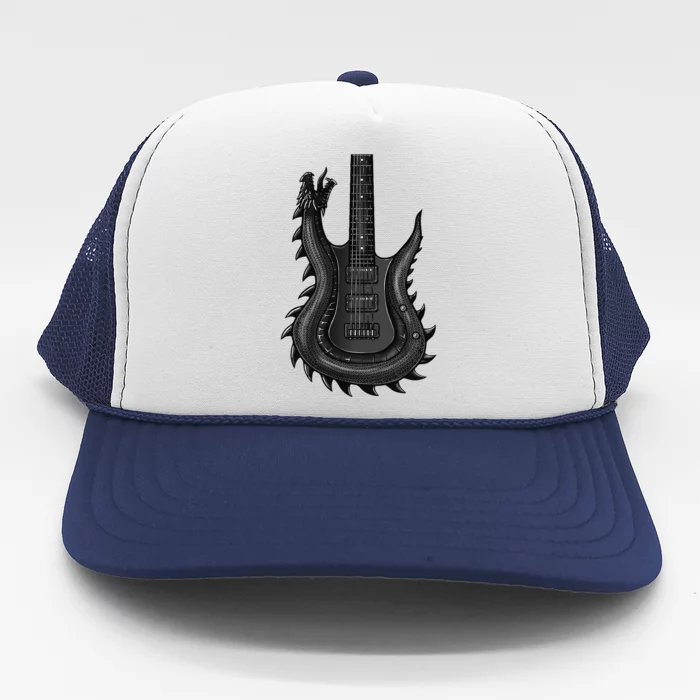 Unique Dragon Guitar Rock N Roll Band Musics Trucker Hat