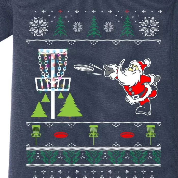 Ugly Disc Golf Santa Christmas Sweater Funny Xmas Frolf Baby Bodysuit