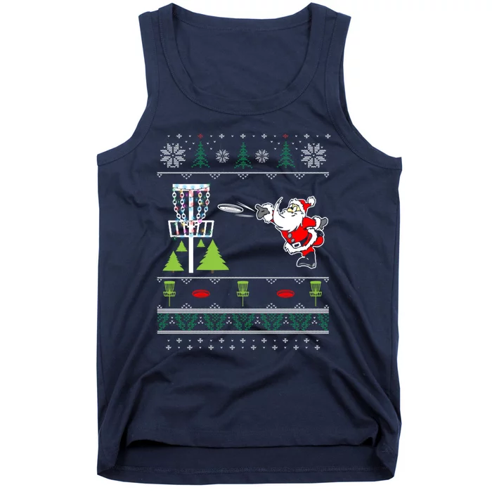 Ugly Disc Golf Santa Christmas Sweater Funny Xmas Frolf Tank Top