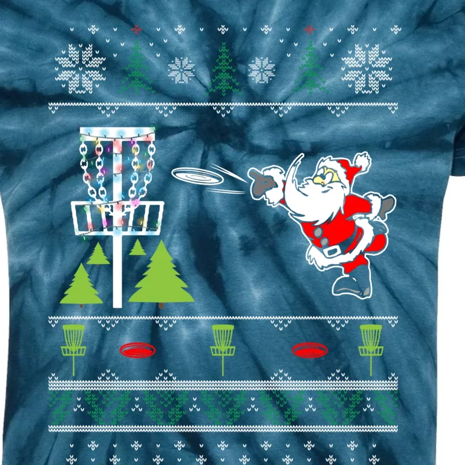 Ugly Disc Golf Santa Christmas Sweater Funny Xmas Frolf Kids Tie-Dye T-Shirt