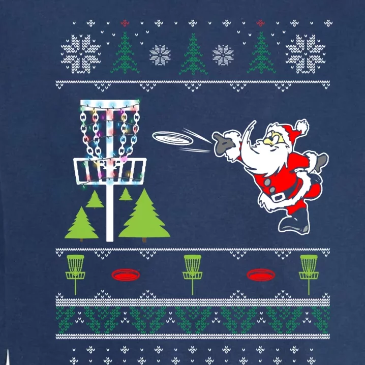 Ugly Disc Golf Santa Christmas Sweater Funny Xmas Frolf Garment-Dyed Sweatshirt