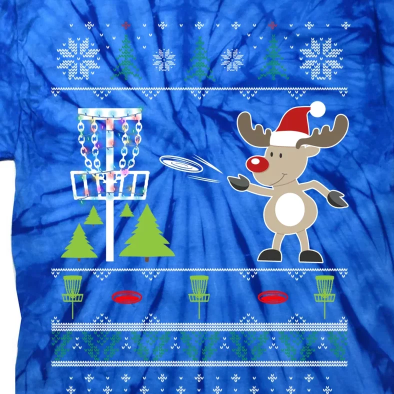 Ugly Disc Golf Christmas Sweater Reindeer Sleigh Frolf Set Gift Tie-Dye T-Shirt