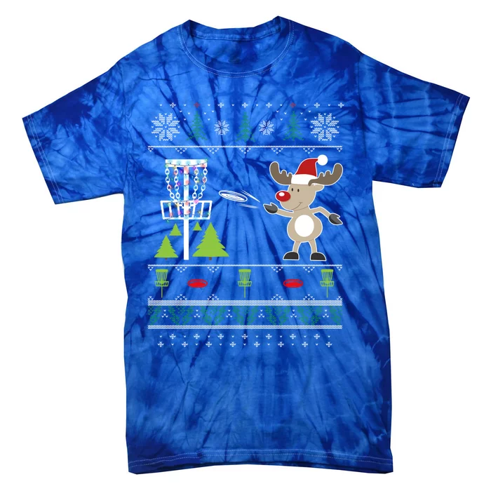 Ugly Disc Golf Christmas Sweater Reindeer Sleigh Frolf Set Gift Tie-Dye T-Shirt