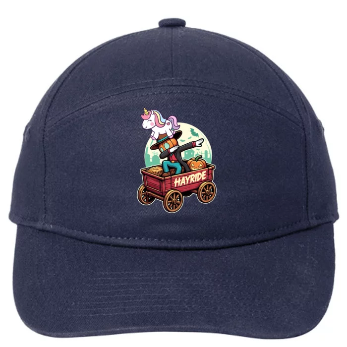 Unicorn Dabbing Halloween Haunted Hayride Wagon Cute Gift 7-Panel Snapback Hat