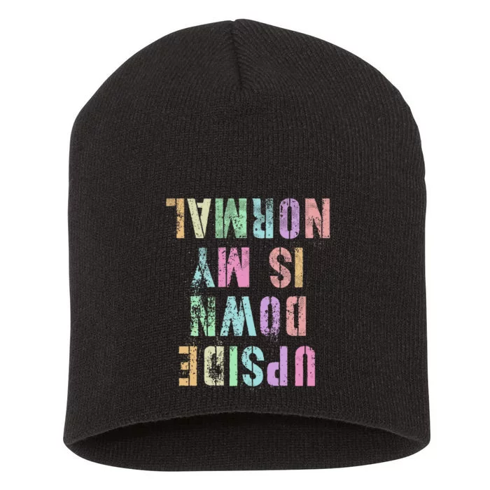 Upside Down Is My Normal Gymnastics Tumbling Gymnast Short Acrylic Beanie