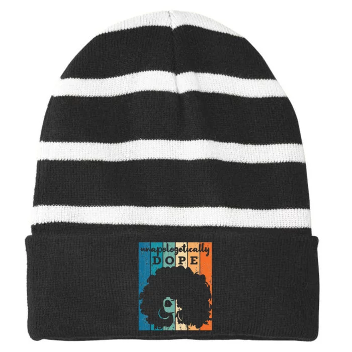 Unapologetically Dope Juneteenth Gift Striped Beanie with Solid Band