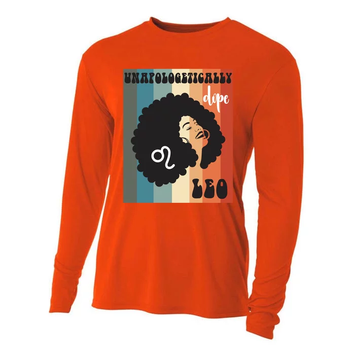 Unapologetically Dope Leo Black Zodiac Retro Groovy Gift Cooling Performance Long Sleeve Crew