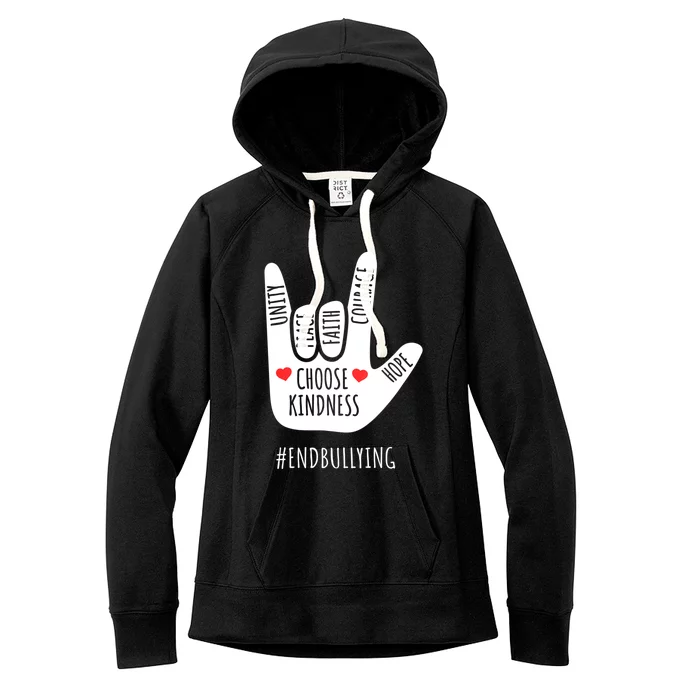 Unity Day Love Sign Hand Gesture End Bullying Orange Women's Fleece Hoodie