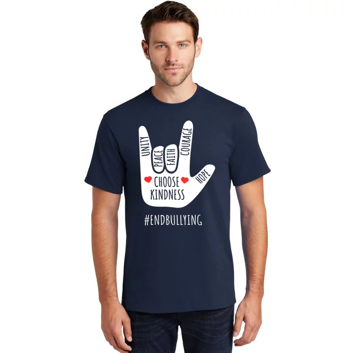 Unity Day Love Sign Hand Gesture End Bullying Orange Tall T-Shirt