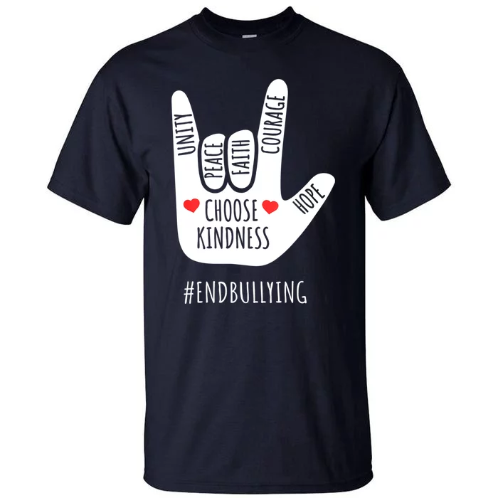 Unity Day Love Sign Hand Gesture End Bullying Orange Tall T-Shirt