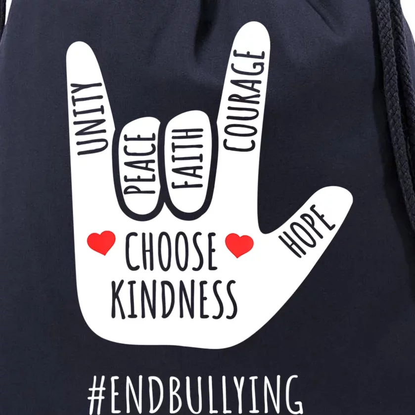 Unity Day Love Sign Hand Gesture End Bullying Orange Drawstring Bag