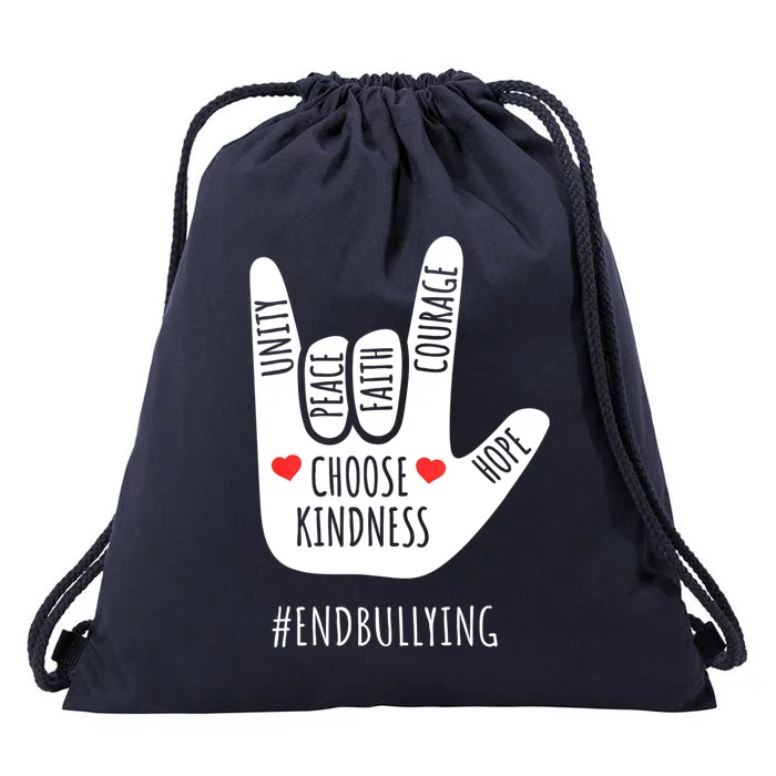 Unity Day Love Sign Hand Gesture End Bullying Orange Drawstring Bag