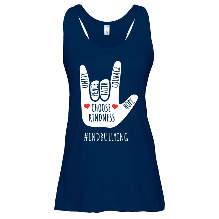 Unity Day Love Sign Hand Gesture End Bullying Orange Ladies Essential Flowy Tank