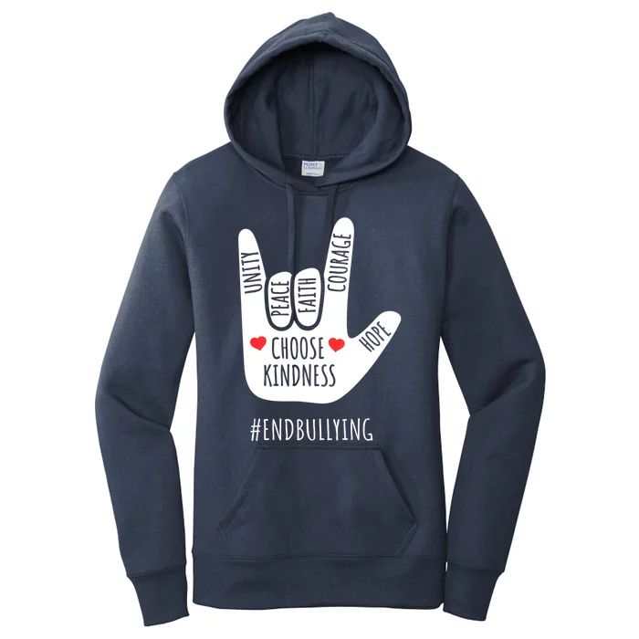 Unity Day Love Sign Hand Gesture End Bullying Orange Women's Pullover Hoodie