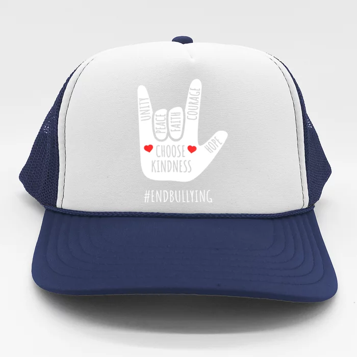 Unity Day Love Sign Hand Gesture End Bullying Orange Trucker Hat