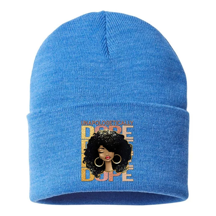 Unapologetically Dope Melanin Afro Queen Black History Month Gift Sustainable Knit Beanie