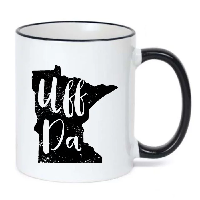 Uff Da Minnesota Map Funny Distressed Black Color Changing Mug