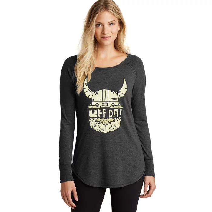 Uff Da Norwegian Quote Scandinavian Helmet Women's Perfect Tri Tunic Long Sleeve Shirt