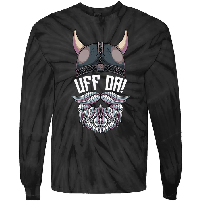 Uff Da Norwegian Quote Scandinavian Viking Helmet Beard Man Tie-Dye Long Sleeve Shirt