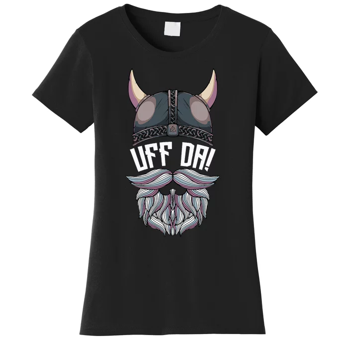 Uff Da Norwegian Quote Scandinavian Viking Helmet Beard Man Women's T-Shirt