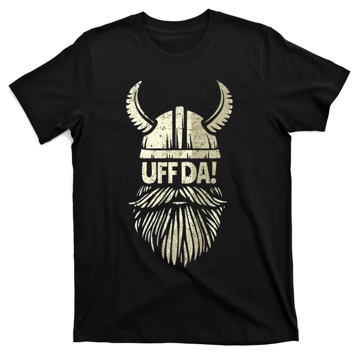 Uff Da Norwegian Quote Scandinavian Viking Helmet Beard Man T-Shirt