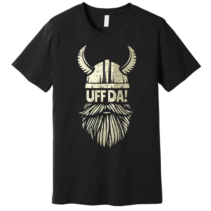 Uff Da Norwegian Quote Scandinavian Viking Helmet Beard Man Premium T-Shirt