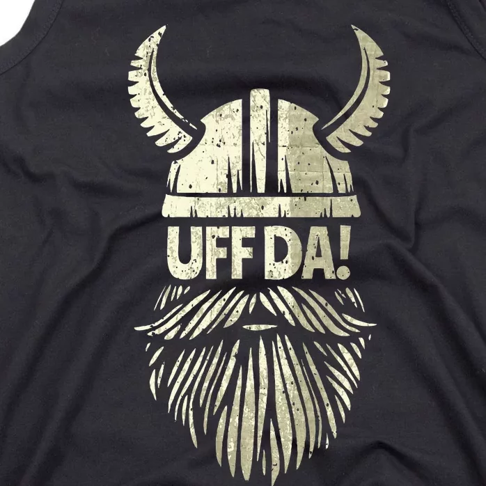 Uff Da Norwegian Quote Scandinavian Viking Helmet Beard Man Tank Top