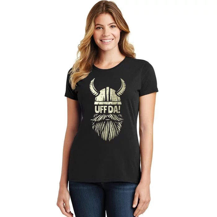 Uff Da Norwegian Quote Scandinavian Viking Helmet Beard Man Women's T-Shirt