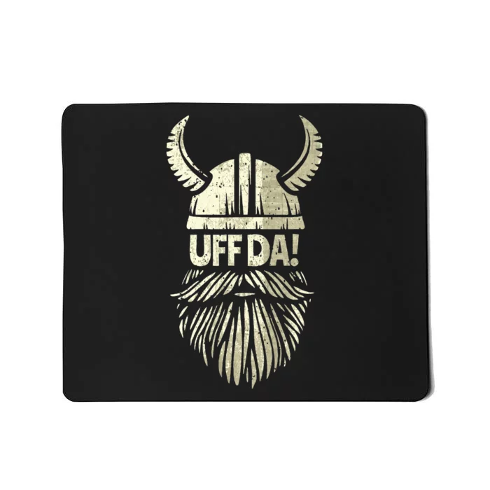 Uff Da Norwegian Quote Scandinavian Viking Helmet Beard Man Mousepad