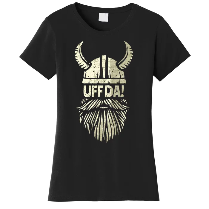 Uff Da Norwegian Quote Scandinavian Viking Helmet Beard Man Women's T-Shirt