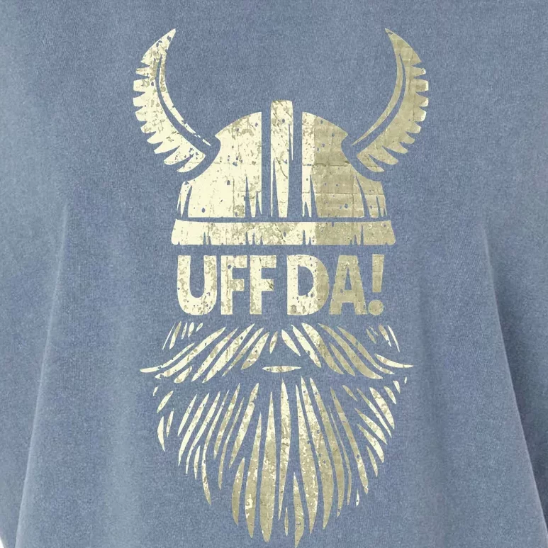 Uff Da Norwegian Quote Scandinavian Viking Helmet Beard Man Garment-Dyed Women's Muscle Tee