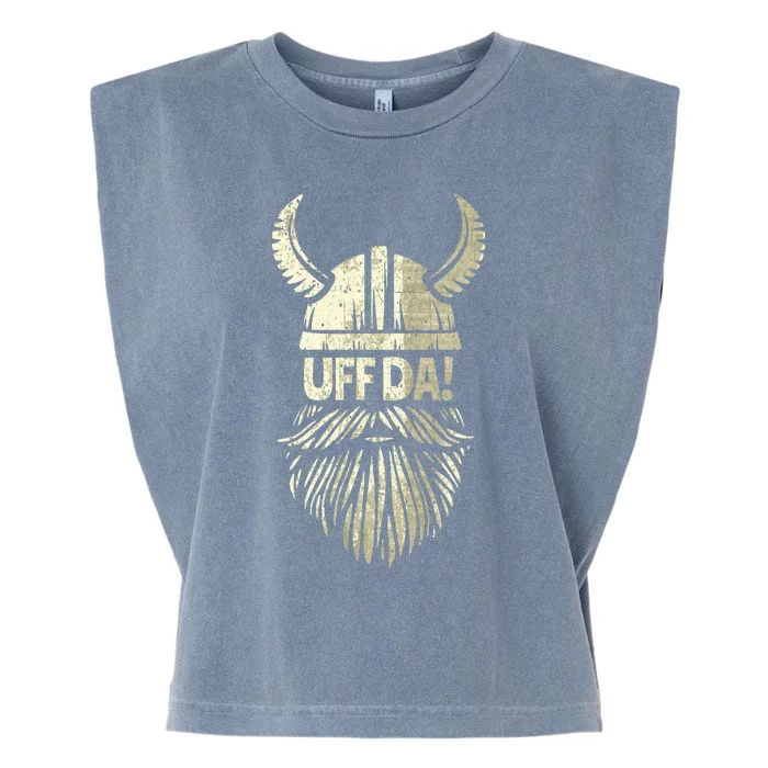 Uff Da Norwegian Quote Scandinavian Viking Helmet Beard Man Garment-Dyed Women's Muscle Tee