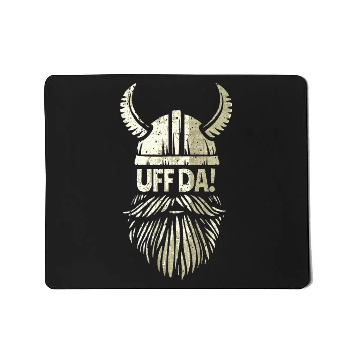 Uff Da Norwegian Quote Scandinavian Viking Helmet Beard Man Mousepad