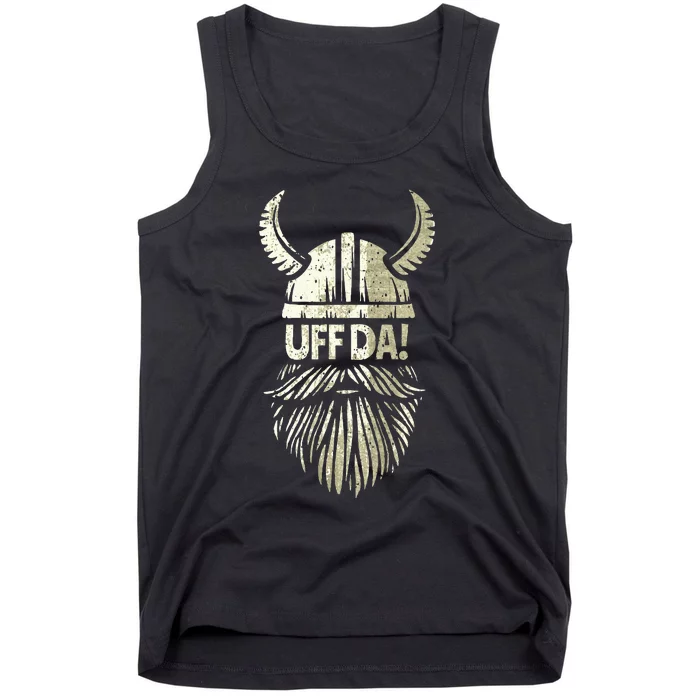 Uff Da Norwegian Quote Scandinavian Viking Helmet Beard Man Tank Top