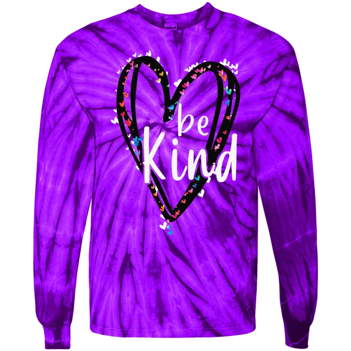 Unity Day Orange Heart Be Kind Anti Bullying Teacher Tie-Dye Long Sleeve Shirt