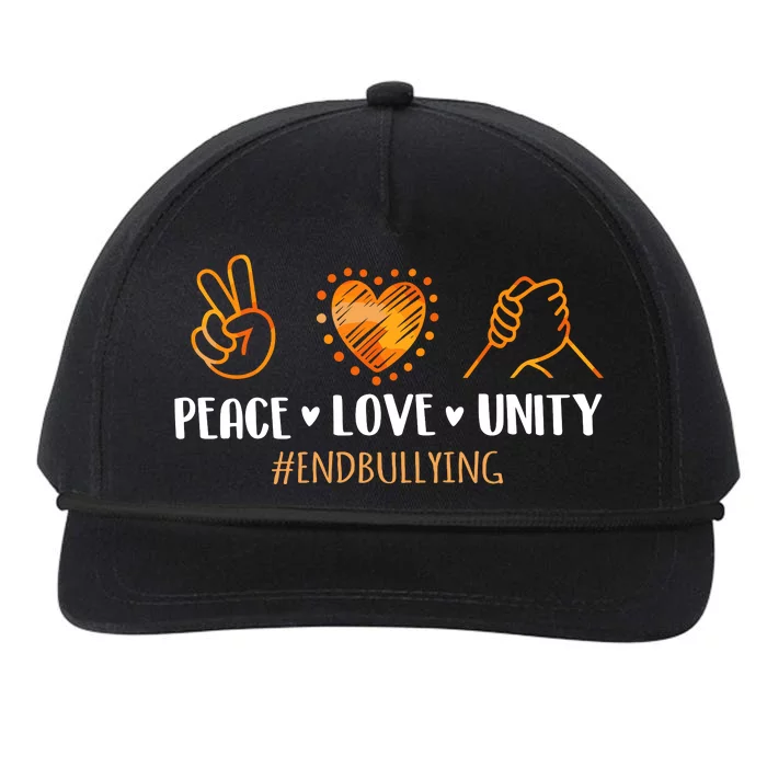 Unity Day Orange Peace Love Unity End Bullying Kindness Snapback Five-Panel Rope Hat