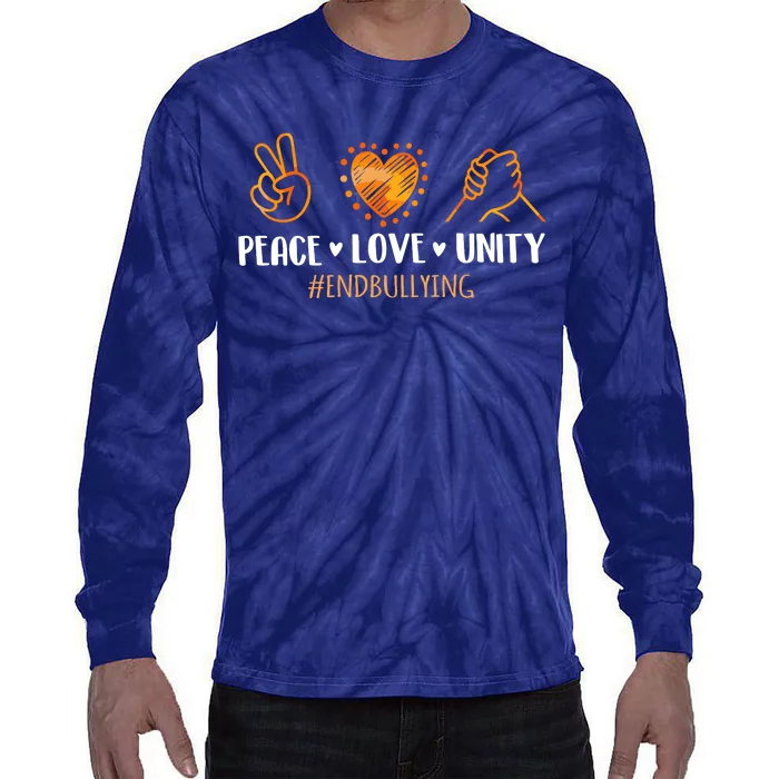 Unity Day Orange Peace Love Unity End Bullying Kindness Tie-Dye Long Sleeve Shirt